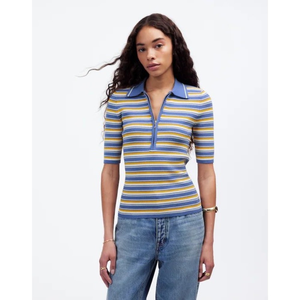 NWT Madewell Half-Zip Johnny-Collar Polo Size Medium